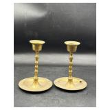 Vintage brass candle holders (small hole on right)