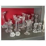 Large lot of glass candle holders