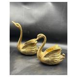 vintage mid-century brass swan planters