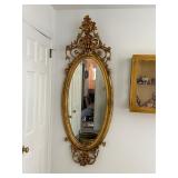 Flawed Vtg  Rococo Revival style oval wall mirror