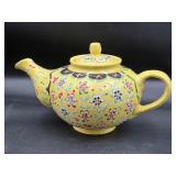 Vintage vibrant, hand-painted ceramic teapot