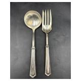 Sterling silver handled serving fork and spoon
