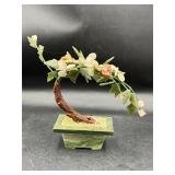 vintage Chinese bonsai tree gemstone blossoms