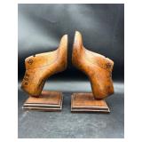 vintage wooden shoe molds are mounted wooden bases