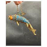 Vintage Enamel Articulated Fish pendant style