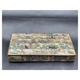 mosaic inlay of iridescent abalone shell box
