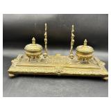 Vintage brass inkwell desk accessory