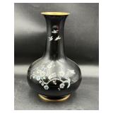 Korean black lacquer vase mother-of-pearl inlay