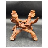 Chinese Hand Carved Wood Hand Interlocking Stand