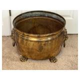brass jardiniï¿½re, lion's mask handles claw feet