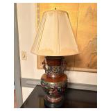 vintage Japanese or Chinese champlevï¿½ vase lamp