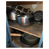 Assorted pots and pans