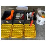3 garage totes assorted goods