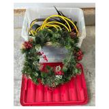 Wreath lights holiday decor and tote