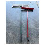 Lawn Leveling Rake & shop broom