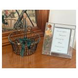 Basket and framed dried flowers