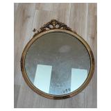 Vintage flawed round mirror. Condition issues
