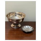 Silver on copper bowl and candy dish