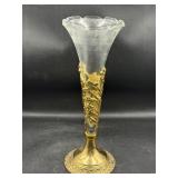 Vintage brass encased glass vase