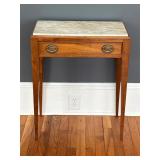 Hepplewhite style side table marble & tapered legs