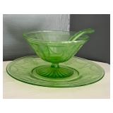 Vintage green depression glass