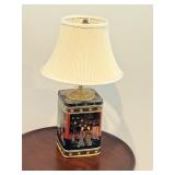 Vintage metal English tea canister table lamp