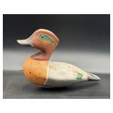 Signed vintage wooden Green-winged teal decoy