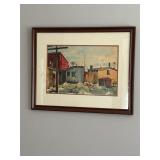 vintage watercolor painting urban streetscape