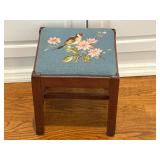 needlepoint top with a bird & floral design Stool