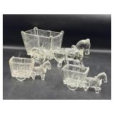 Jeannette Glass donkey and wagon containers