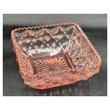 vintage pink glass candy dish