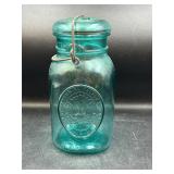 Aqua ball bicentennial lidded mason jar