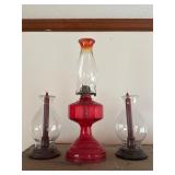 Vintage oil lamp and candle holders