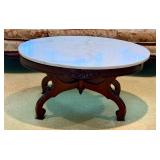 Victorian Revival coffee table Italian marble top
