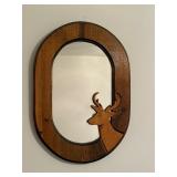 Vintage small Carved Oval Deer Mirror