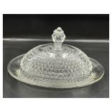 vintage Indiana Glass butter dish Diamond Point
