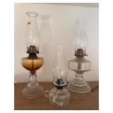 Lot of 3 vintage oil lamps