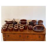 Assorted brown glaze kitchen wares