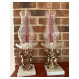 Vtg cherub candle holders (1 needs tightening)
