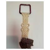 vintage handcrafted macrame towel holder