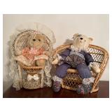 Vintage doll chairs and plush chairs