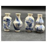 Vintage mini blue & white vases