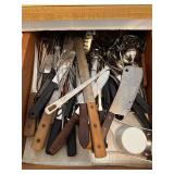Kitchen drawer lot knives and more
