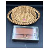 Flawed woven sweetgrass basket & wallet