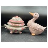 Vintage home decor lidded candy dish & goose