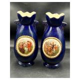 Vtg Cobalt blue ceramic ewers