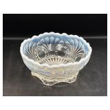 Jefferson glass? white/blue opalescent rim Bowl