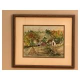 F Badrock original rural landscape watercolor