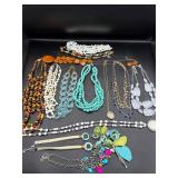 Costume jewelry & wooden box