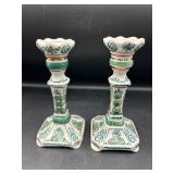vintage Delft Groen Candlesticks